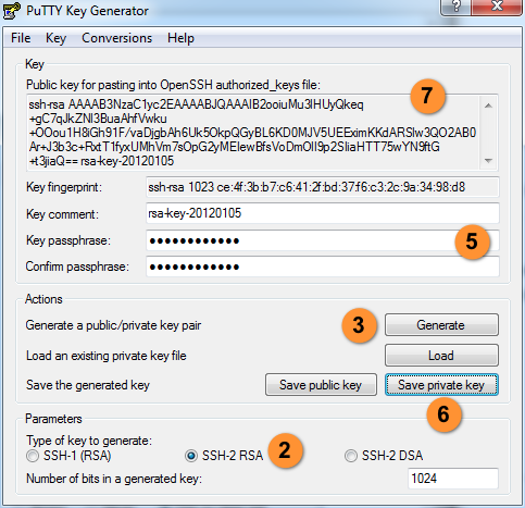 loading a putty session with public ssh